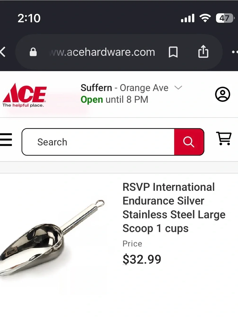 Source Unknown Silvertone Metal Scoop